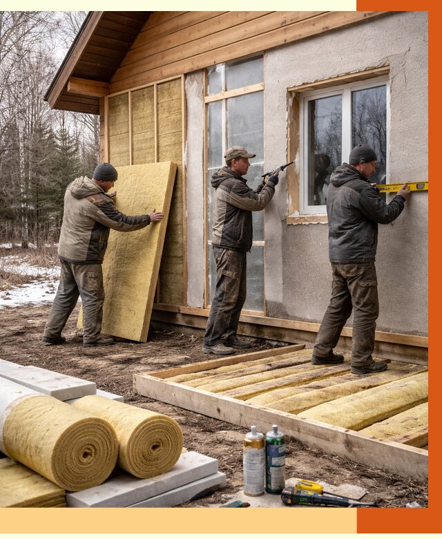Утепление дачного дома в Белорецке от 4815 руб/м2 — недорого | ТепломастерБлр