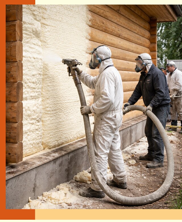 Утепление дома из бруса пенополиуретаном в Белорецке