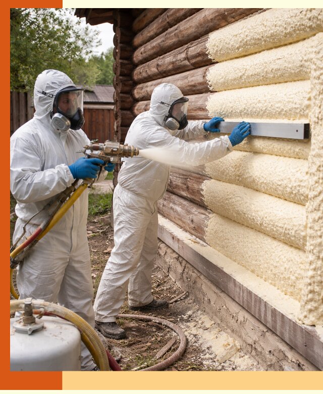 Утепление бревенчатого дома ППУ в Белорецке эффективной изоляцией