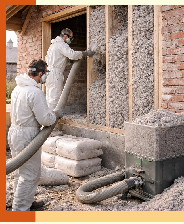 Утепление кирпичного дома эковатой в Белорецке