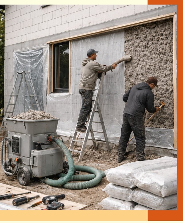 Утепление дома из газобетона эковатой в Белорецке от 4562 руб./м2 | ТепломастерБлр