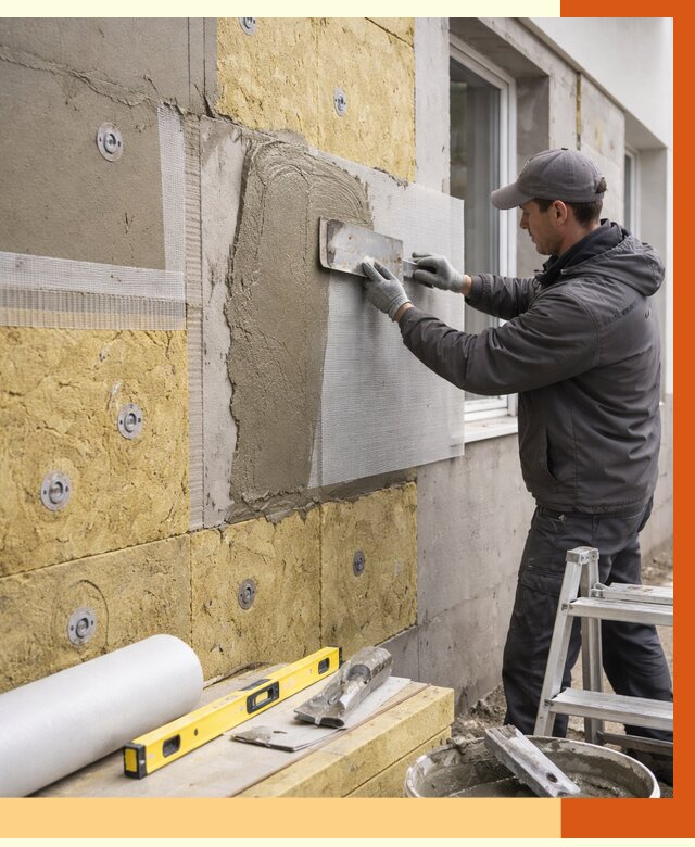 Утепление фасада под штукатурку в Белорецке от 4258 руб/м2 — монтаж пенопластом и минватой | ТепломастерБлр