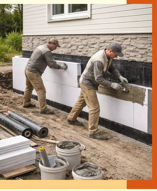 Утепление фундамента снаружи в Белорецке от 4258 руб. за м² | ТепломастерБлр