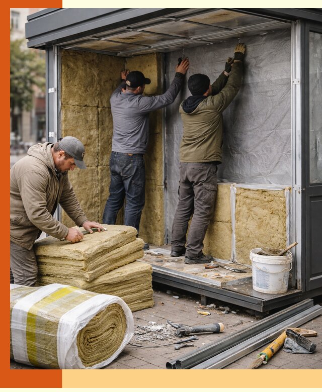 Утепление павильона шаурмы под ключ в Белорецке