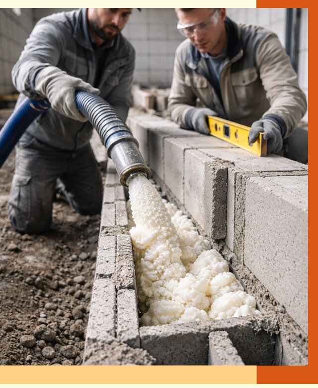 Заполнение колодцевой кладки ППУ в Белорецке от 4258 руб. за м2 | ТепломастерБлр
