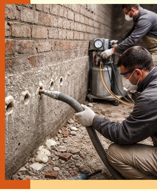 Заполнение колодцевой кладки ППУ в Белорецке быстро и герметично