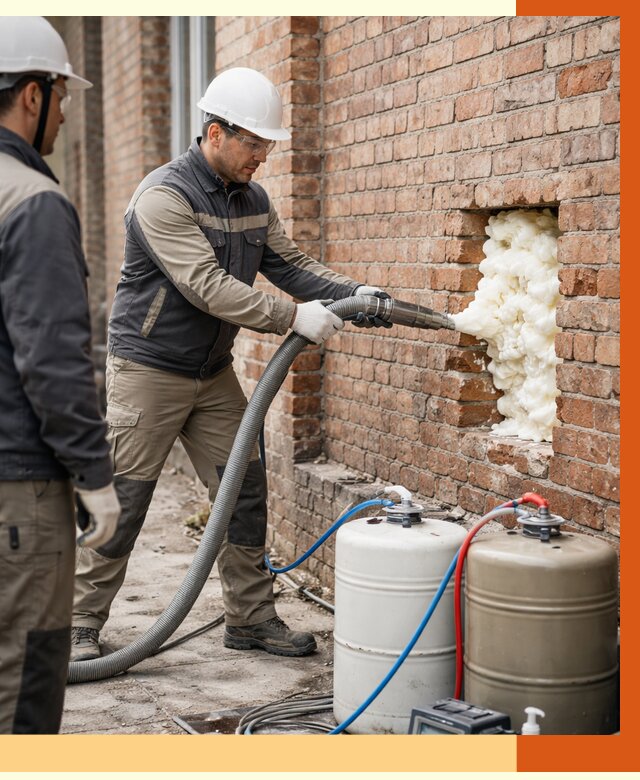 Заливка ППУ в пустоты кирпичной стены в Белорецке от 2788 руб. | ТепломастерБлр