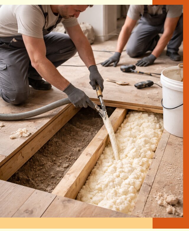 Заполнение пустот пола в Белорецке от 2737 руб. — утепление пустот пола под ключ | ТепломастерБлр