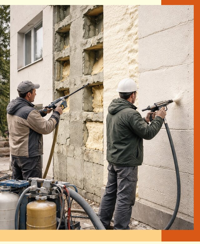 Заполнение пустот фасада в Белорецке от 4562 руб. — утепление пустот облицовки | ТепломастерБлр