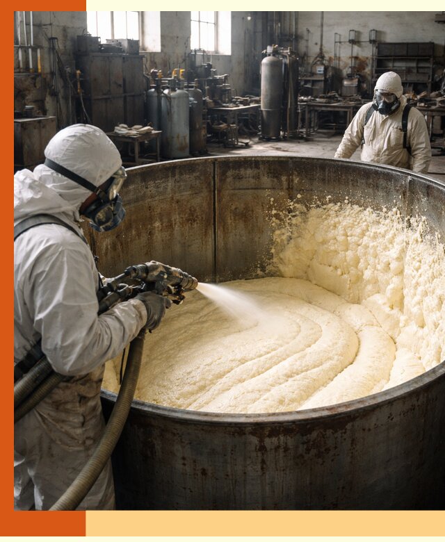 Заливка ппу в емкости с полной изоляцией и герметизацией в Белорецке