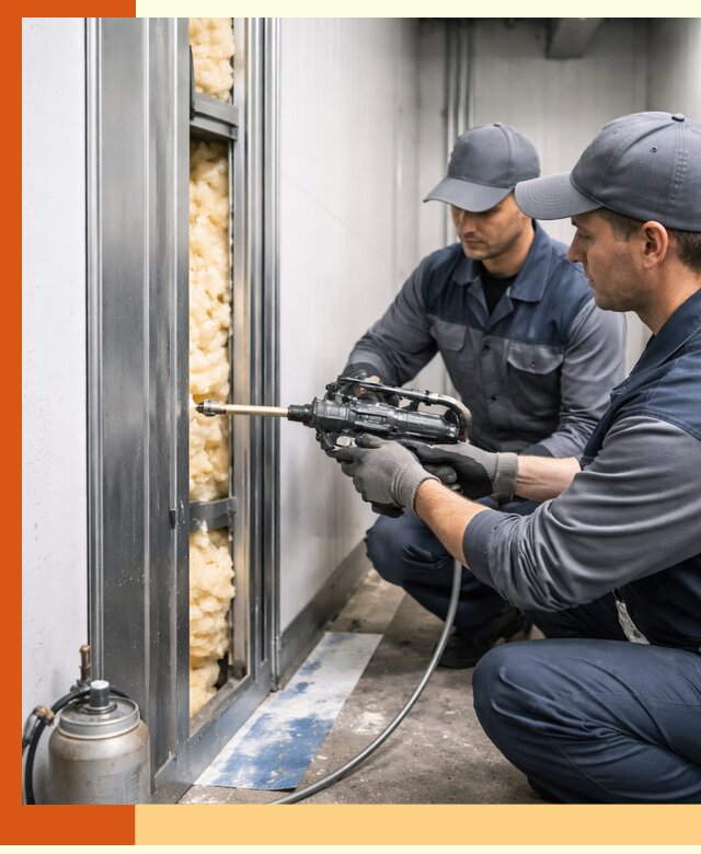 Заполнение пустот холодильных панелей в Белорецке специализированной пеной