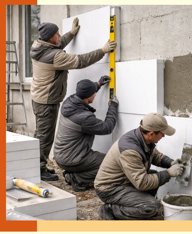 Утепление пенопластом наружных стен и фасадов в Белорецке