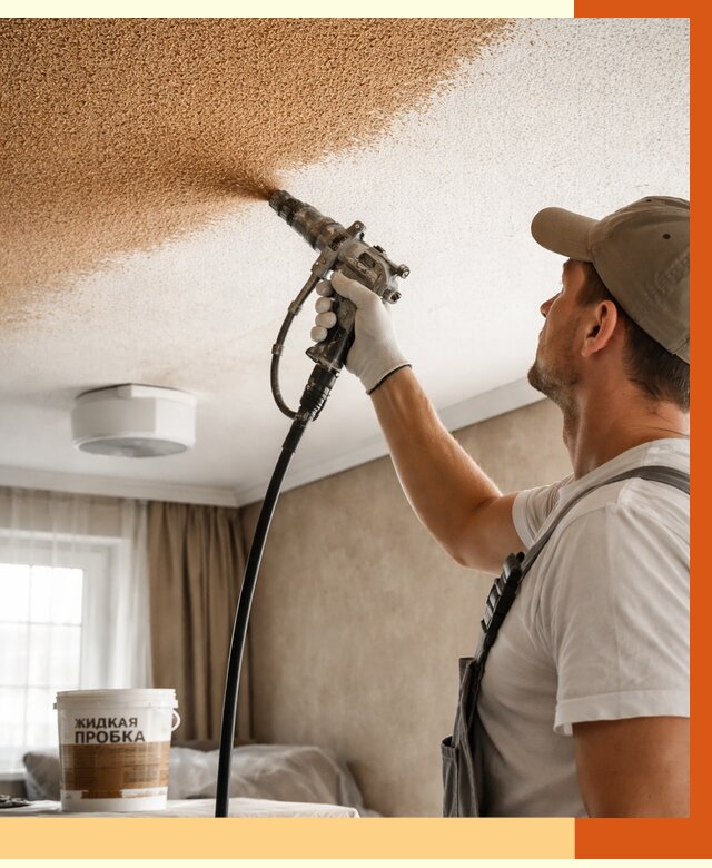 Утепление потолка жидкой пробкой в Белорецке от 3548 руб. | ТепломастерБлр