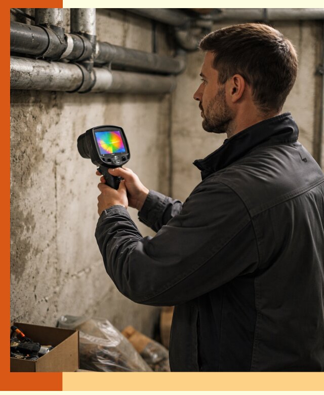 Тепловизионное обследование подвала в Белорецке для поиска утечек тепла