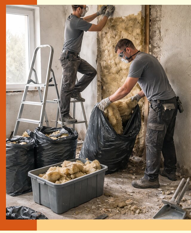 Демонтаж старого утеплителя и вывоз отходов в Белорецке